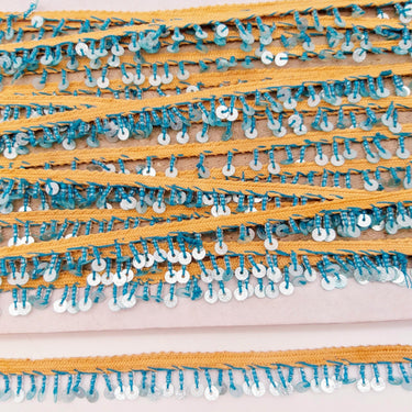 Brown Beaded Sequins Fringe Trim, Craft Ribbon Christmas Trimming, Trim By 3 Yards Decorative Trim